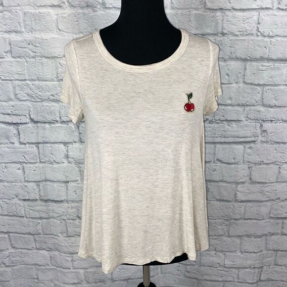 American eagle soft & sexy scoopneck short sleeve flowy top beige sz S women - Picture 1 of 8